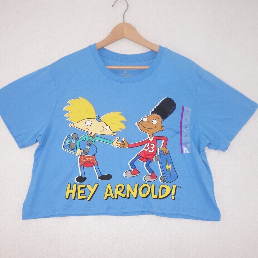 NEW Nickelodeon Hey Arnold 1990's  Retro Crop Graphic T-Shirt Size Women's XL - Picture 2 of 5